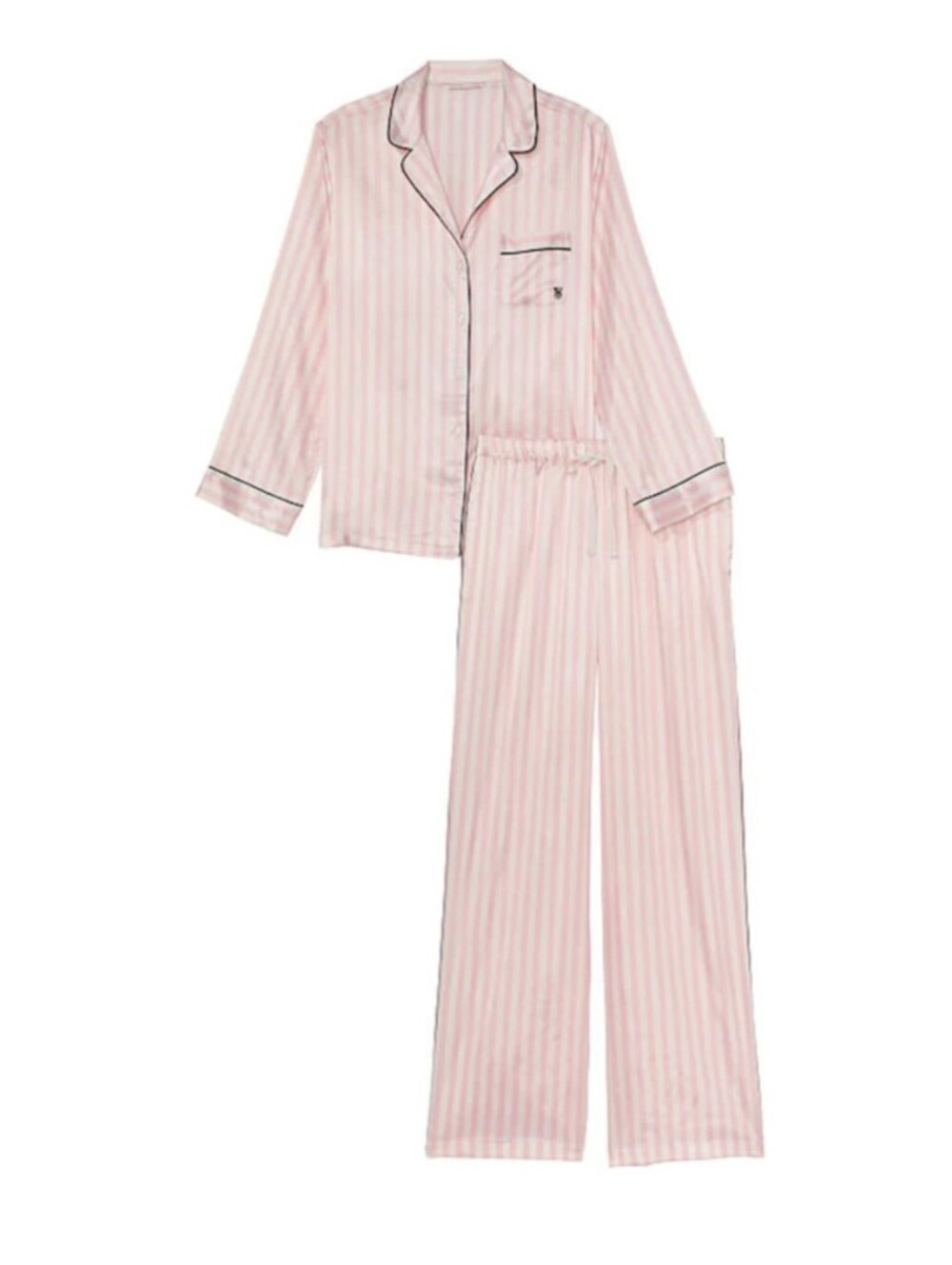 Victoria Secret Iconic Striped Pajama Set Loungewear White Pink Stripes Large L
